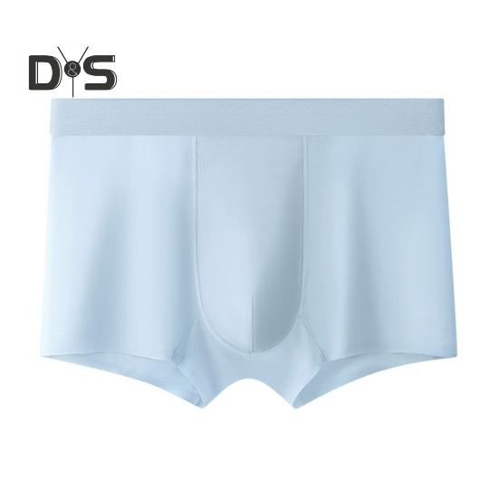 Men Boxer Underwear Mid-rise Solid Color Ice Silk Shorts Briefs Ultra Thin Breathable Seamless Summer Panties