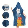 1pc Cute Cat Stack Surf Poncho Towel, Polyester Hooded Beach Changing Robe, Cartoon Cat Star Print Swim Poncho, Adult & Kids Bea