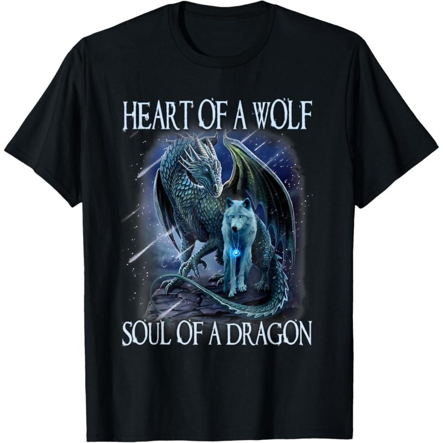 Heart Of Wolf Soul Of A Dragon - Cool Dragon - Wolf Warrior T-Shirt S чёрный