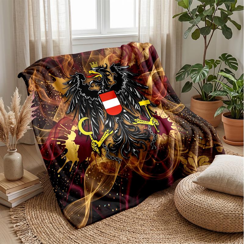 Austria Football Printed Flannel Blanket Skin Friendly Warm Decorative Throw for Indoor Couch Bed Daily Use