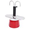 2 Cup Coffee Pot Red Aluminum Alloy 100ml Double Tube Stovetop Coffee Maker for Home Travel