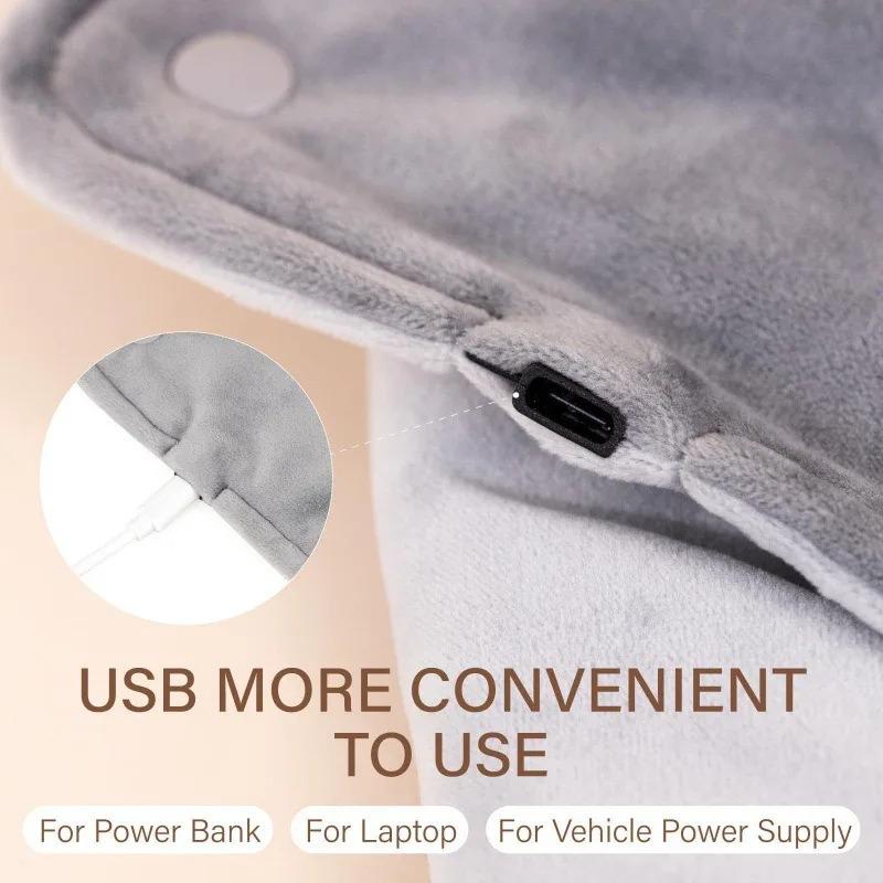 USB Termostatisk Handvärmare för Vinterbruk på Kontoret och Hemma Sjal Varma Händer och Ben Kort Sammetstyg Värmefilt