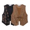 Za Autumn New Women's Clothing Zr European and American Style Beaded Embroidery Velvet Texture Effect Vest 4344621 800