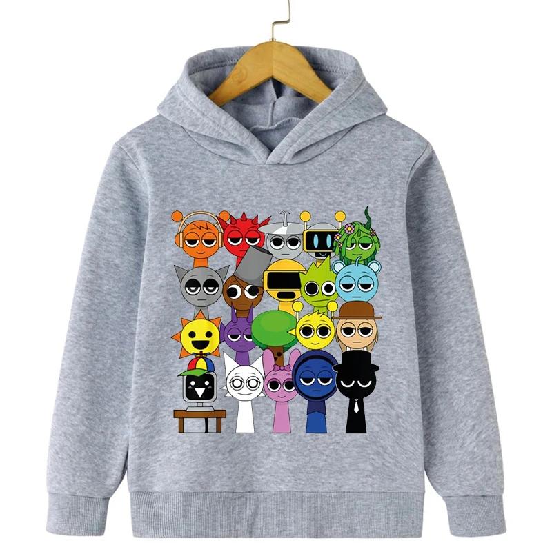 Nové dětské mikiny s kapucí Sprunki s kreslenou hrou Incredibox pro chlapce a dívky, jarní dětské tílko s dlouhým rukávem