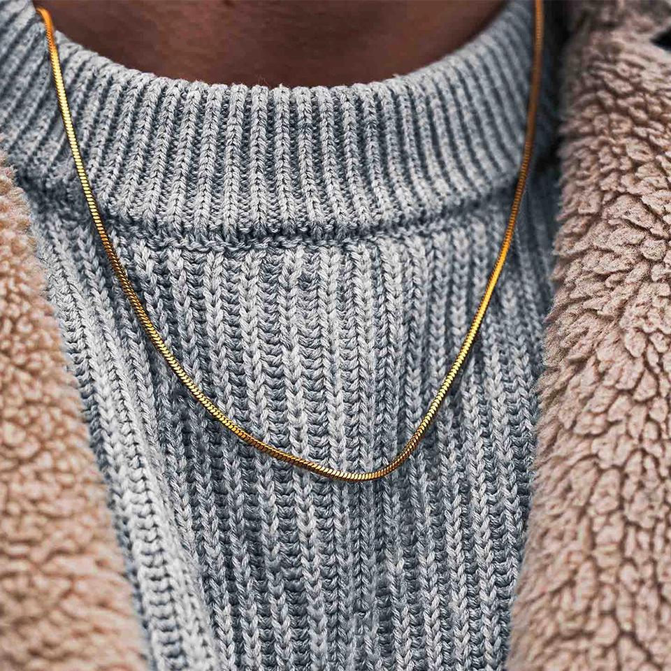 Saint Delan Snake Bone Square Chain Necklace - Men's Korean Style, Trendy and Simple with a Cold, High-Sense Personality