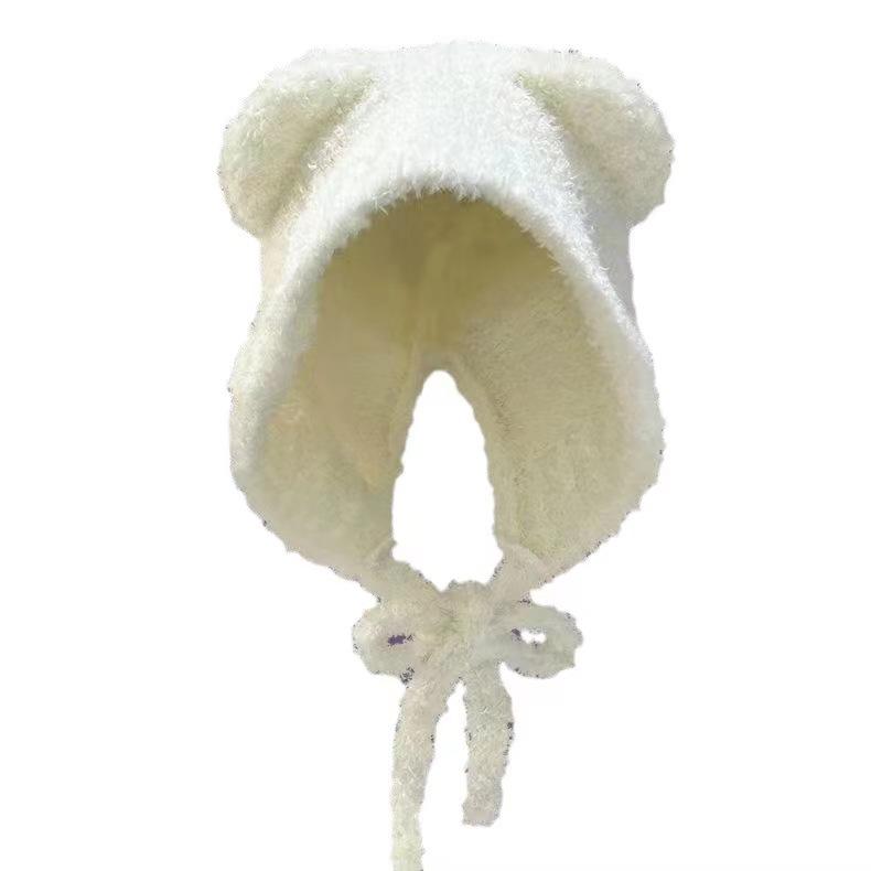 Autunno E Inverno Versatile Caldo Morbido Carino Cappello Di Lana Peluche Carino Protezione Orecchie Orso Cappello Lavorato A Maglia Marea Cappello Freddo Marea Cappello Da Donna