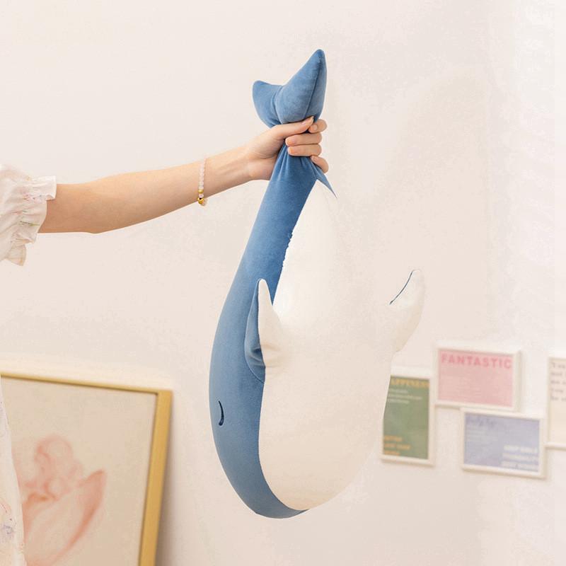 Whale Encounter Cartoon Plush Pillow With Soft Faux Fur For Home Decor