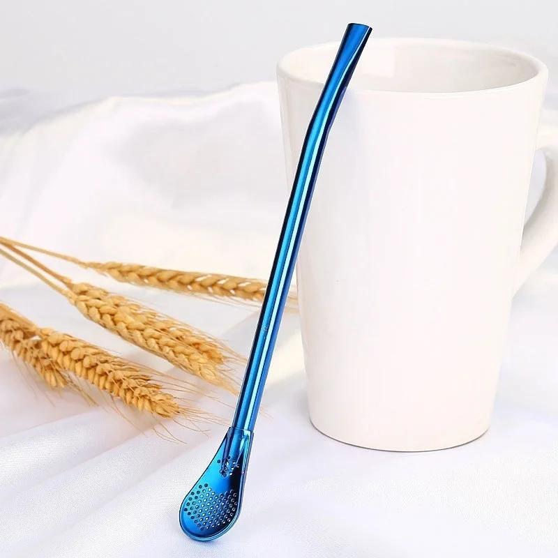 1 Pcs Multi-functional Fashion New Style High-grade Drinking Straws, Healthy Stainless Steel Straws & Stir Bar & Spoons