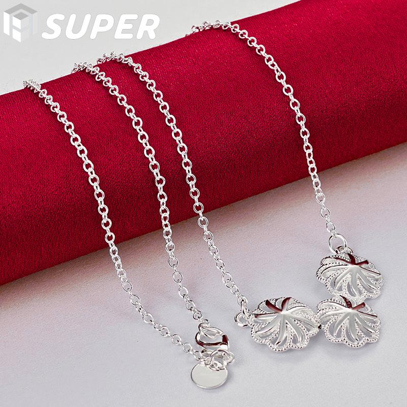 925 Sterling Silver 18 Inch Flower Necklace Jewelry