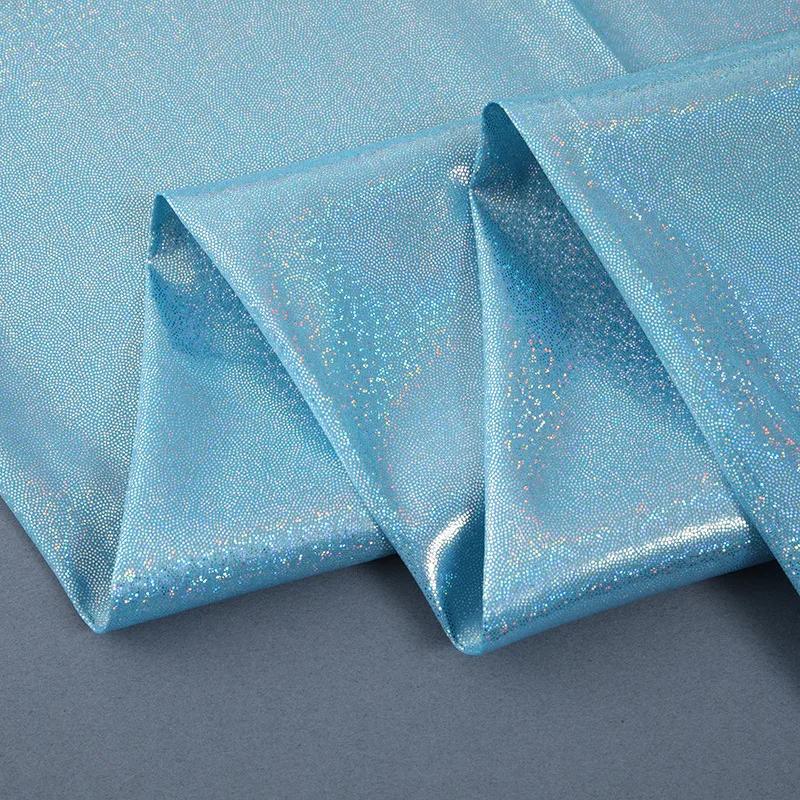 Šířka 150 cm Třpytivá laserová polyesterová tkanina Duhové holografické pozadí na svatební hostinu Panenka Oblečení Dekorační materiál DIY