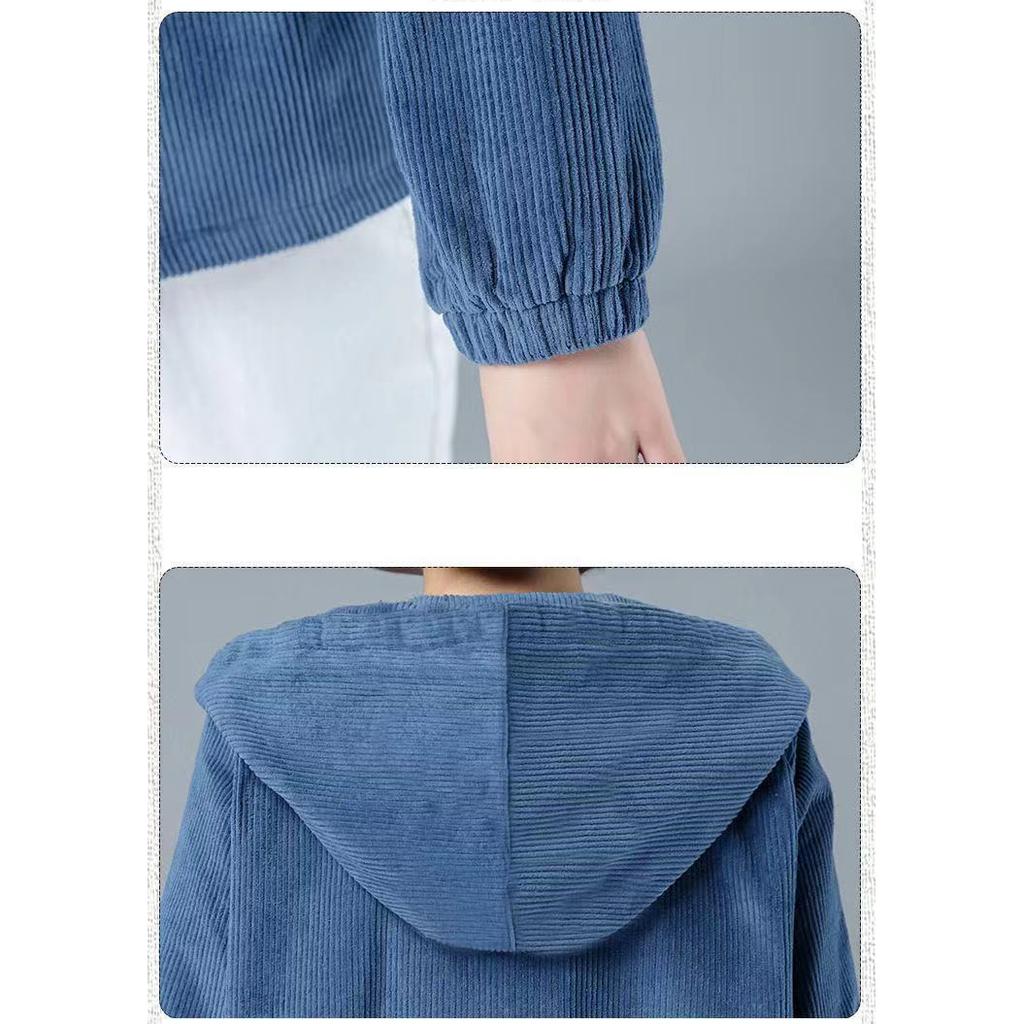 Autumn and Winter Women's Corduroy Baseball Jacket Korean Style Loose Slimming Jacket Casual Hoodie