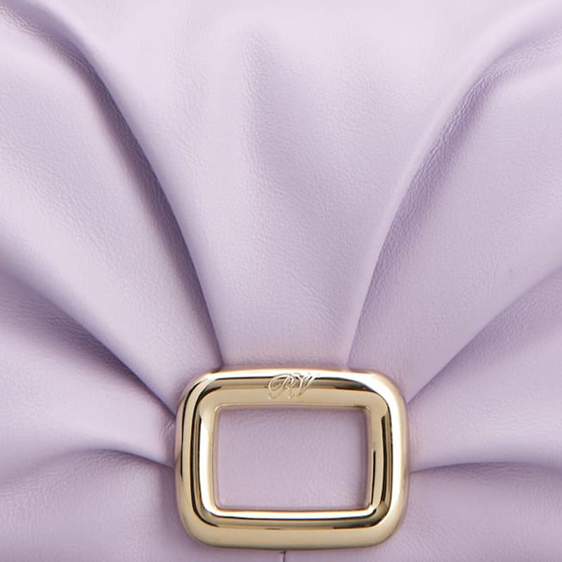 Roger Vivier RV Viv Choc Elegant Pleated Design Leather Shoulder Crossbody Phone Bag Women bags Purple RAWAWHO2300XMAL028
