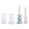 2pcs Taper Candle Holder Silicone Mold 3D Round Candlestick Castings Mould Ornament Gypsum Concrete Resin Molds Decors