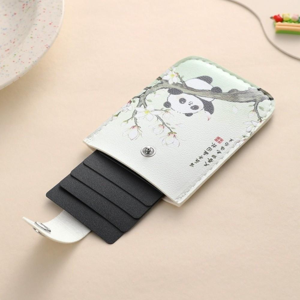 Cute Multi-Card Slot Card Holder Pull-Out RFID Protection ID Organizer Cartoon Panda Lightweight Business Card Case