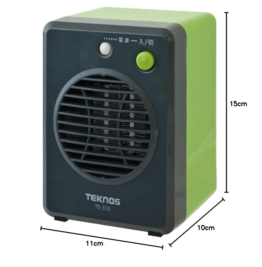 TEKNOS Mini Ceramic Fan Heater, 300W, Green, TS-311
