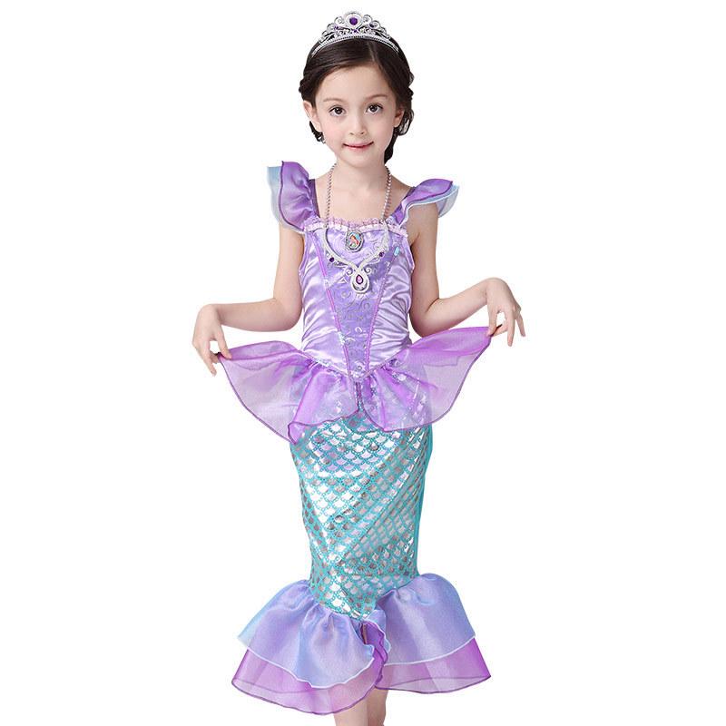 Ariel Prinses Kostuums Cosplay Jurk voor Kinderen Meisjes Zeemeermin Jurk Meisjes Zomer Casual Halloween Verjaardagsfeest Verkleden
