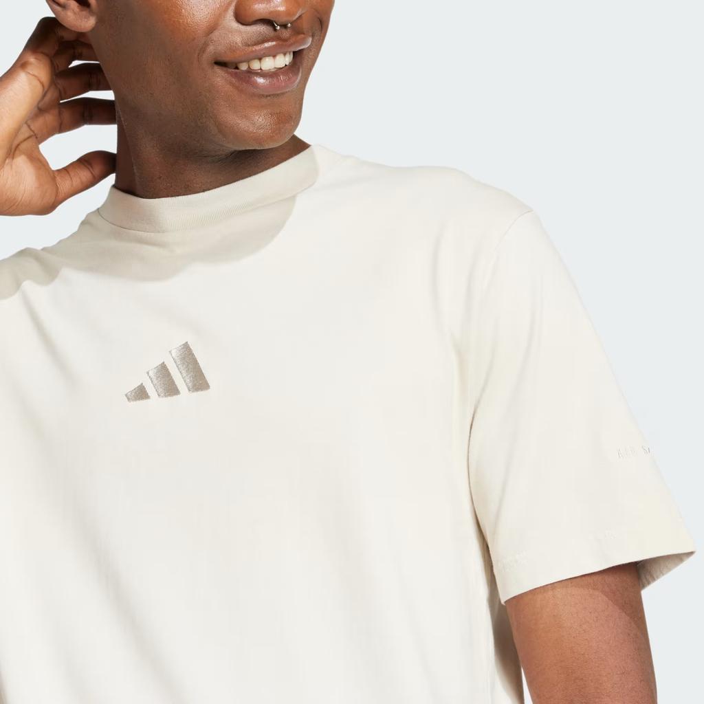 Adidas SS25 Casual Versatile Round Neck Short Sleeve Breathable T-Shirt Men Tops Off-White JJ3696