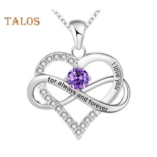 Heart Necklace for Women Romantic I Love You Forever Cubic Zirconia Heart Pendant Necklace for Valentine's Day Anniversary Gift