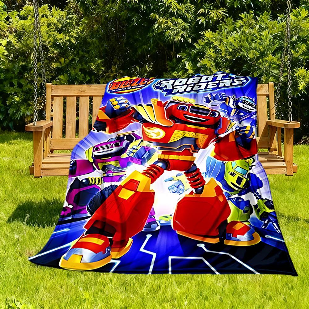 1pc Blaze and the Monster Machines Outdoor Blanket Lightweight Flannel, All Season Use for Sofa, Outdoor, Camping, Living Room, Office, Chair