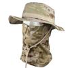 Camouflage Fischerhut mit Gesichtsmaske 2er Set Outdoor Taktischer Anglerhut Sommer Sonnenschutz für Wandern Training