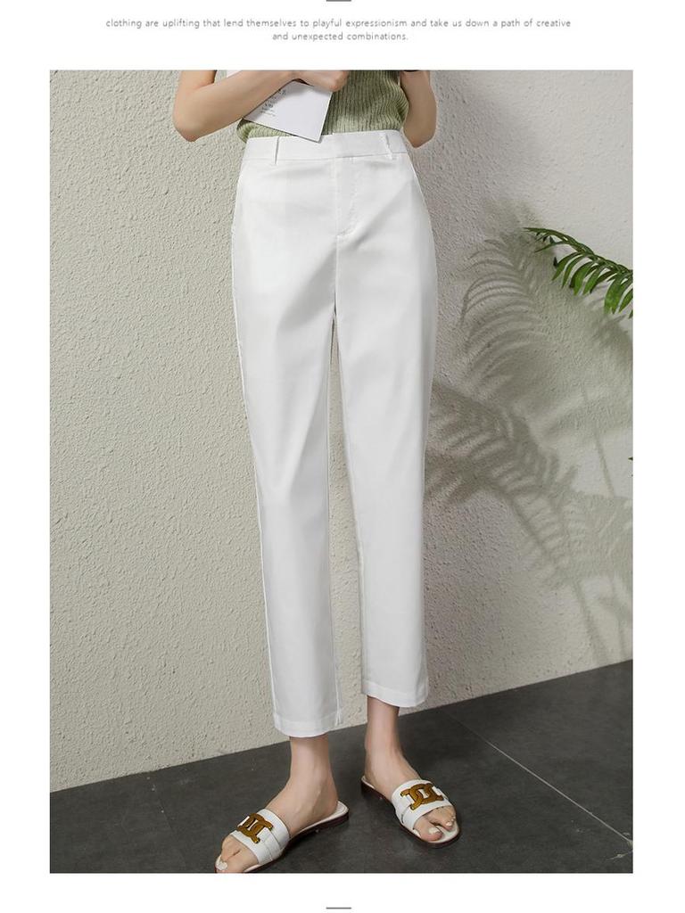 2024 Women's High-Waisted Slim Fit Summer Cigarette Pants - Nine-Point Casual Straight-Leg Design