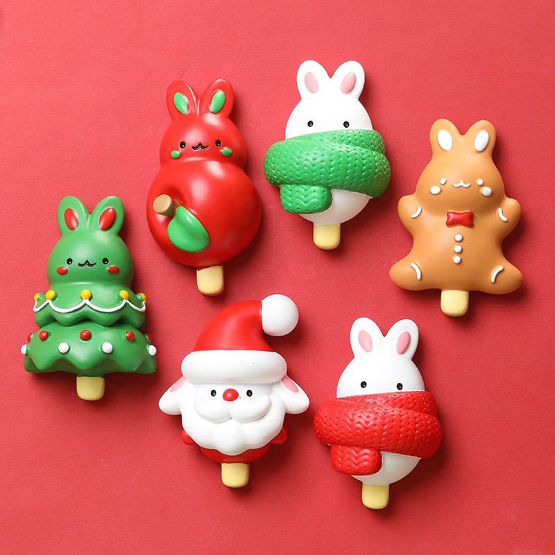 

Christmas Refrigerator Magnetic Stickers Small Gifts Cartoon Cute Refrigerator Decoration DIY Santa Claus Snowflakes