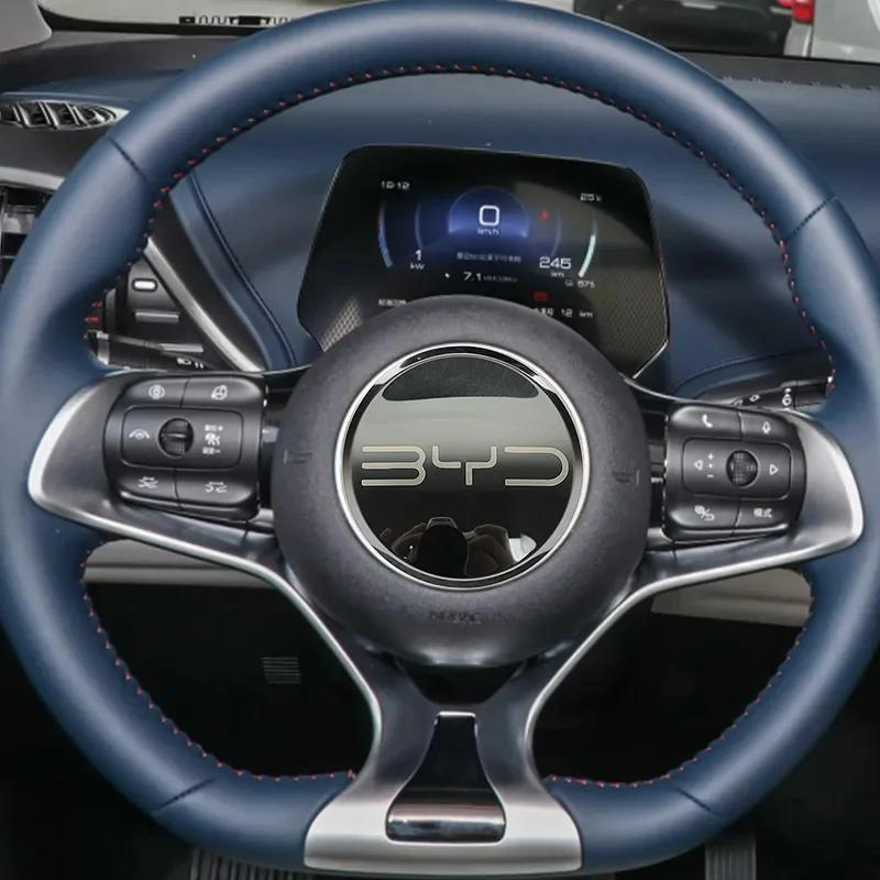 Auto-Lenkradaufkleber Edelstahl-Lenkrad für BYD Atto3 Yuan Plus Dolphin Seal Seagull Sealion SHARK Schutzabdeckung