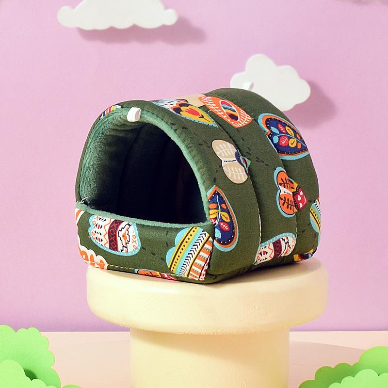 Cute Cartoon Rabbit Hamster Nest Small Animal Sleeping Bed Winter Warm Velvet Mat Pet Cage Accessory for Guinea Pig Mice Rat
