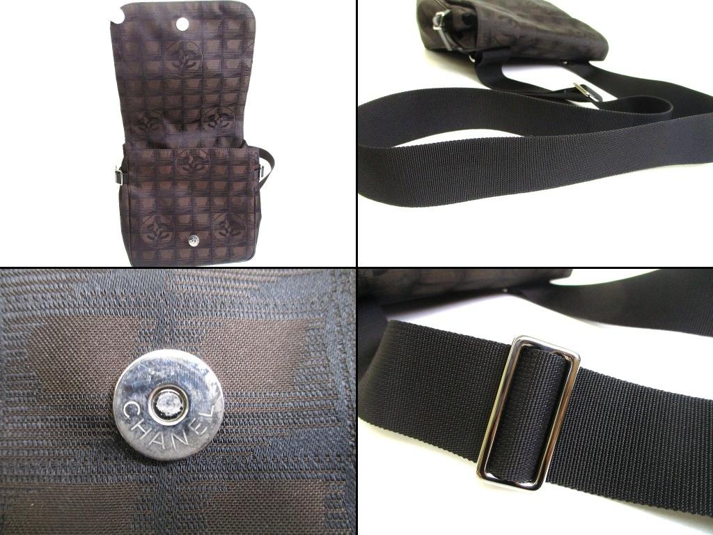 Authentische CHANEL Neue Reise Dunkelbraune Nylon-Canvas Umhängetasche Schultertasche #b101 Geöffnete Schachtel