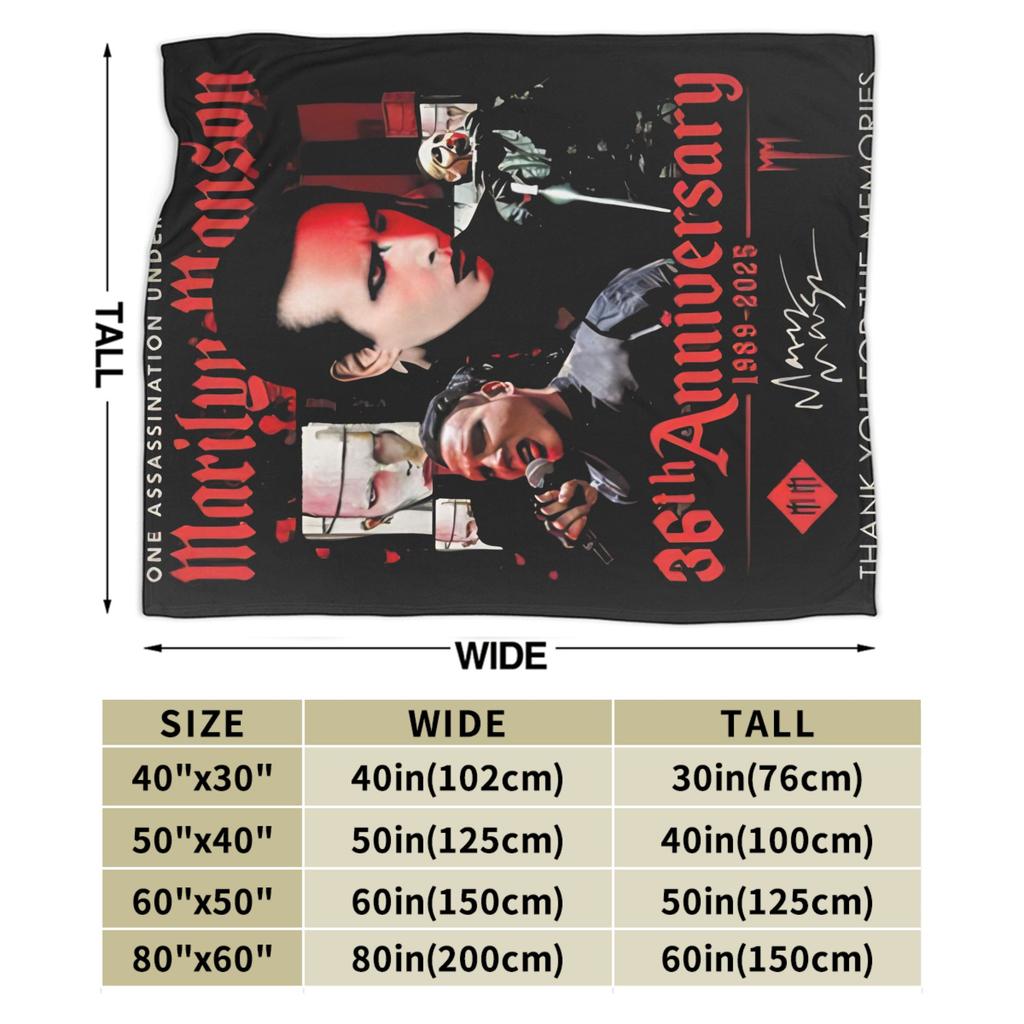 Marilyn Manson Musiktour Druckdecke für Männer Frauen Gemütlich Weich Überwurfdecken für Sofa 50x60 Zoll Mehrere Größen