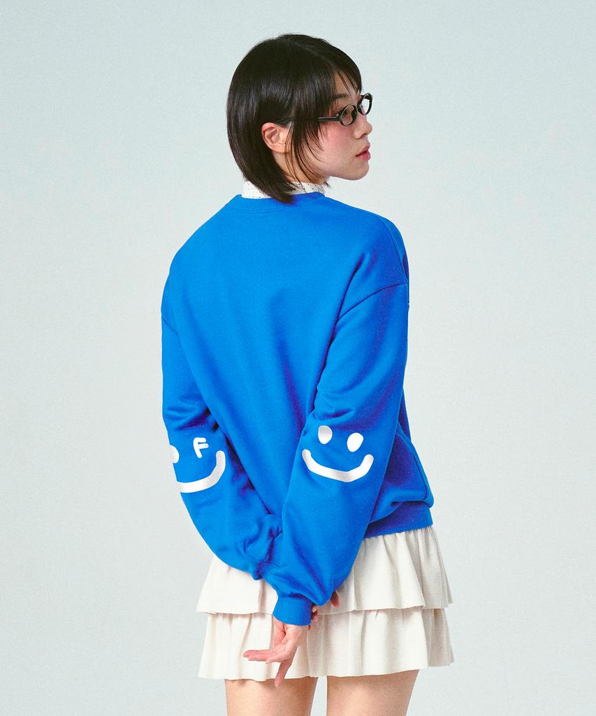 GRAVER [Unisex] Elbow Smile Drawing Sweatshirt_Cobalt Blue
