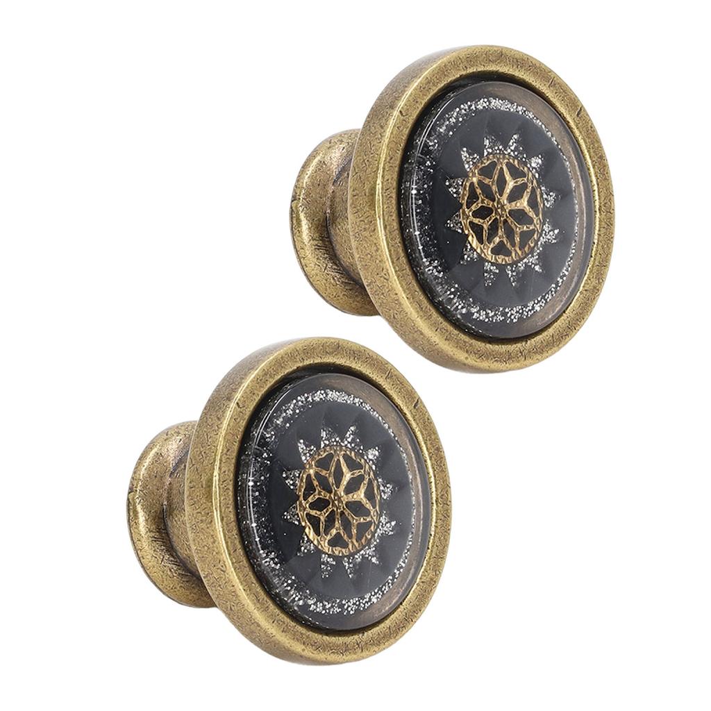 2 Sets Antique Furniture Hardware Handle Knob Zinc Alloy Round Single Hole Cabinet Door Handle
