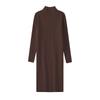 Women's Autumn & Winter Wool Knit Dress - Half-High Collar, Loose Long Sleeve, Mid-Length Base Layer Over the Knee.