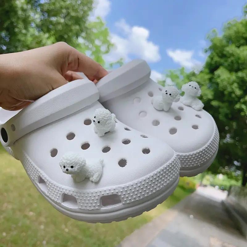 

4Pcs/Set 3D Cute Puppy Shoe Decoration Diy Shoes Charms Used For Clogs Sandals Perfect For Holiday Xmas Gifts шампанского