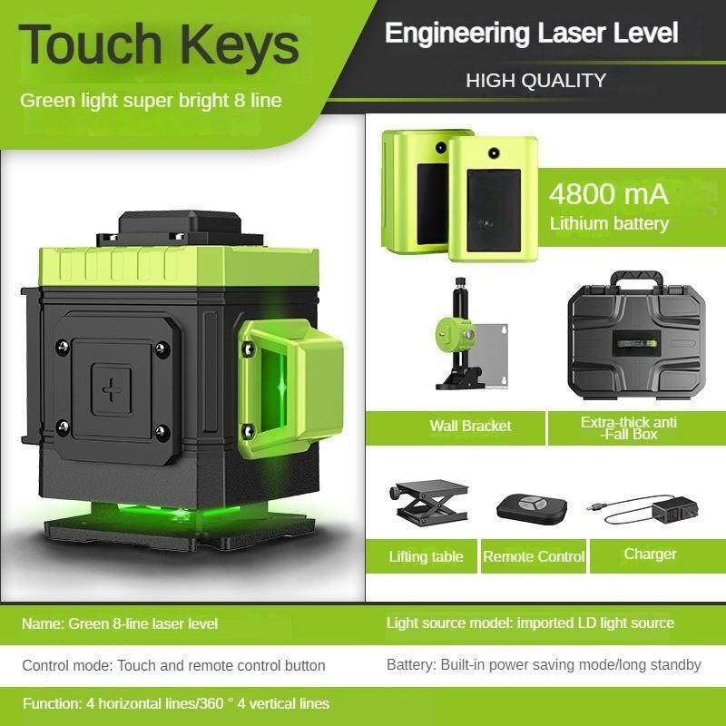 8/12/16 Line New Laser Level Portable Self Leveling Green Light Projector 360° Horizontal & Vertical Cross Lines Measure Tools