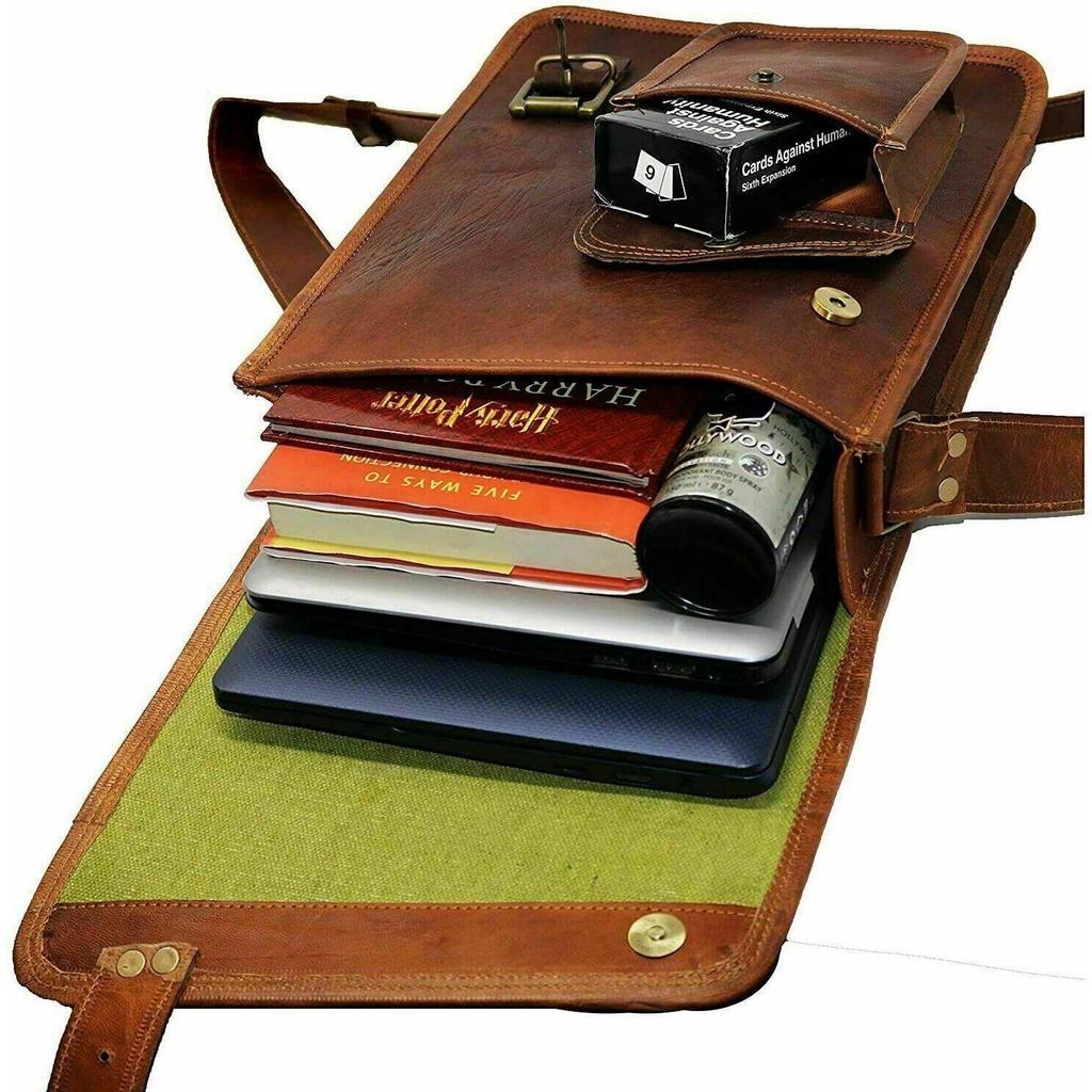 Messenger Real Satchel Genuine Laptop Aktovka Taška Vintage kozí kůže