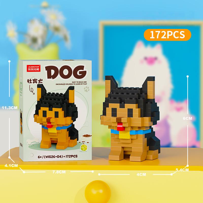 Cute Pastoral Teddy Dog Pet Building Blocks Micro-Granular Ornament Children's Toy Gifts New Product Cat And Dog Themed