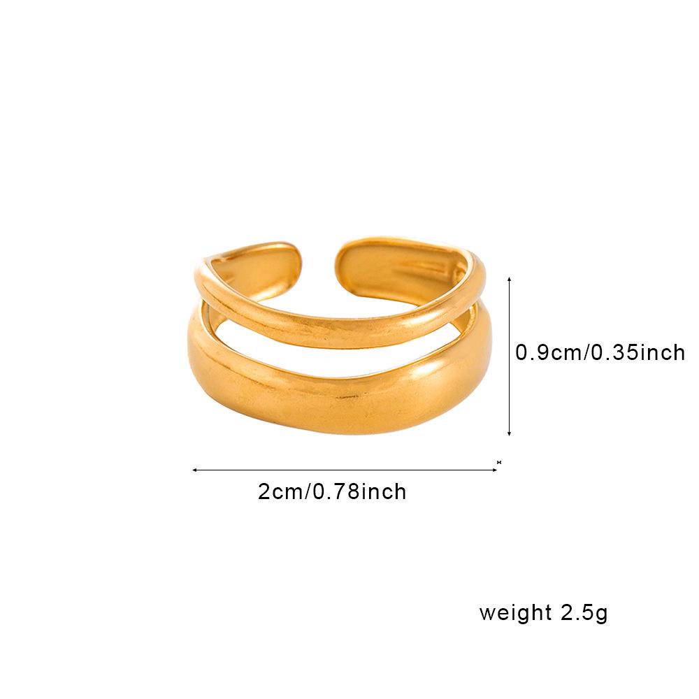 Gold-Plated Stainless Steel Geometric Ring for Women: Simple, Chic, Non-Fading Jewelry