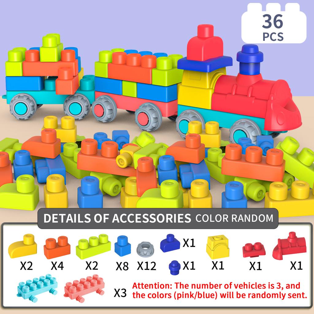 Large Particle Soft Rubber Building Block Toy Puzzle Assembly Diy Brain Teasers For Children, Boys, Girls, And Babies