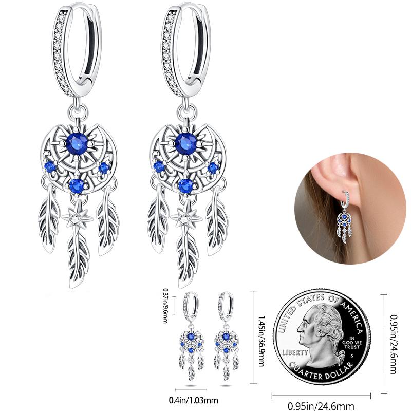 Boucles d'oreilles Attrape-rêves Filet Œil du Diable Souhaits Magnifiques en Argent Sterling 925 Neutre Adaptées aux Fêtes de Fiançailles Bijoux Exquis
