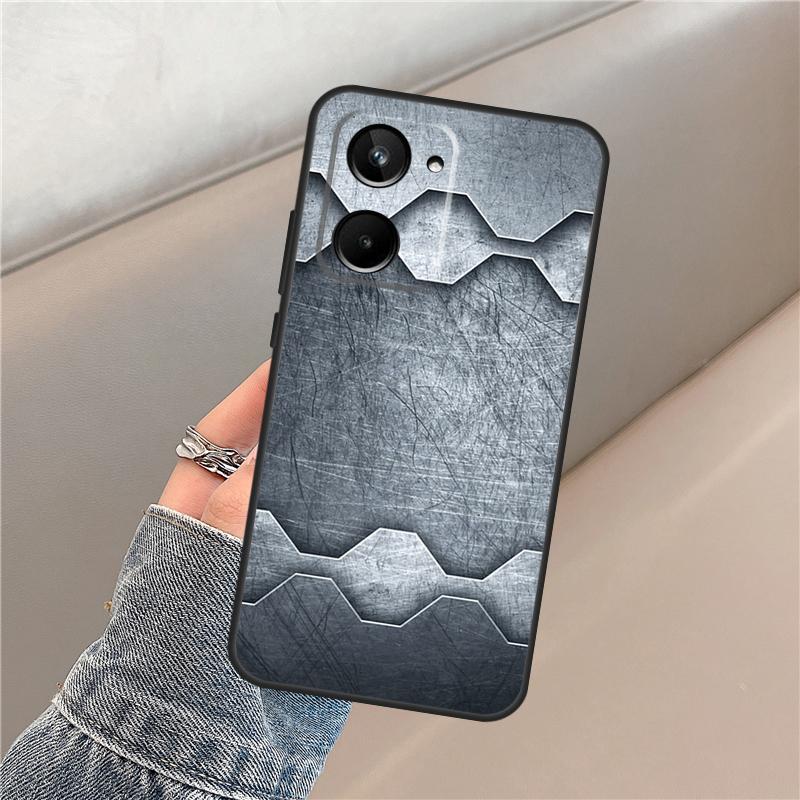 Stahl Eisen Metall Muster Hülle Für Realme 15 14 13 12 11 Pro Plus C63 C61 C55 C51 C53 C25 C65 C67 C71 C75 GT6 GT7 Pro