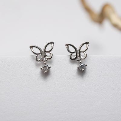 Japanese and Korean Butterfly Earrings for Women  Simple and Versatile Silk Hollow Butterfly Creative Diamond Earrings Ins Style