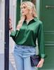 2026 Spring/Summer European & American Women's Satin Long Sleeve Button-Down Business Casual Shirt