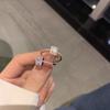 Japan And South Korea Light Luxury Square Diamond Zircon Super Flash Ring Women'S Cold Wind Niche Design Opening Adjustable High-End Ring