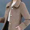 Veste Longue Épaissie d'Hiver en Fourrure d'Agneau Laine Manteau Mères Femmes d'Âge Moyen Tendance Polyester