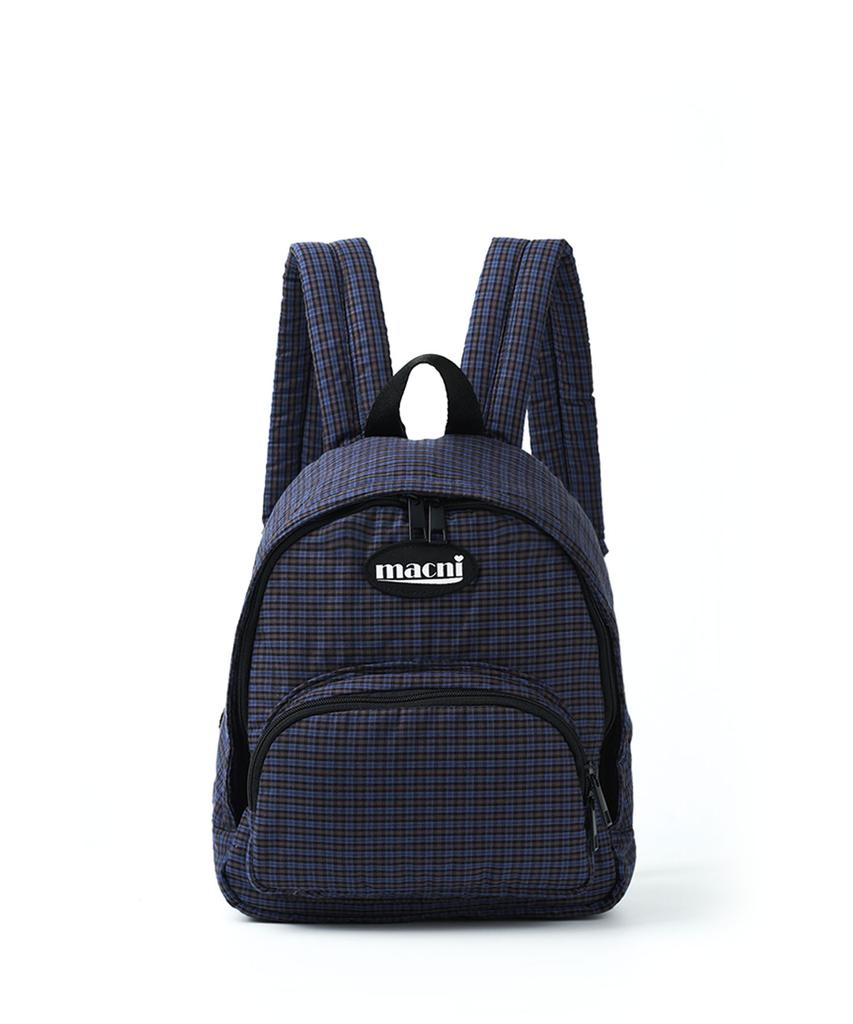 Macni Checker Padded Mini Backpack Navy Check