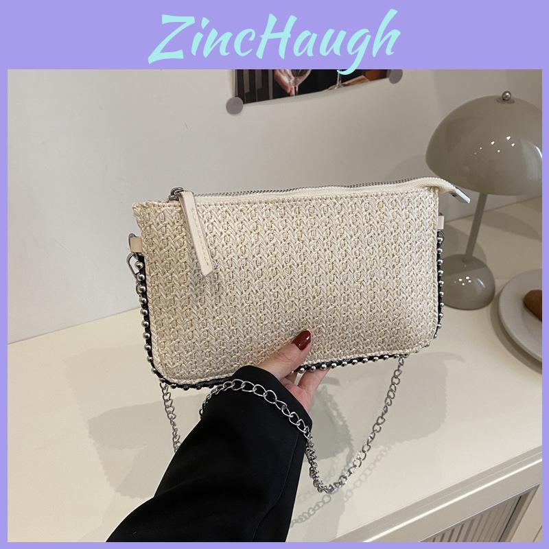 Womens Spring Grass Weaving Crossbody Bag With Polyester Lining For Street Style