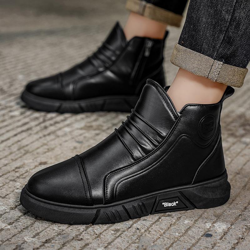 Men's fashion cotton winter casual anti slip hight top wear-resistant thick soled outdoor shoesplush thicken comfort cotton shoe