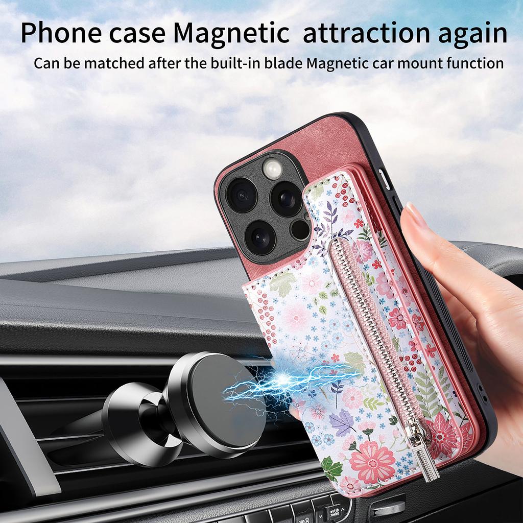 Painted Left and Right Zippered Wallet Case for iPhone 15 14 Plus 13 12 11 Pro Max XSMax for Samsung S23 S22 S21 S20 Ultra Plus S21 FE A14 A54 A13 A53