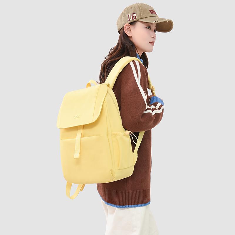 Minimalist Nylon Backpack for Women – Lightweight & Water-Resistant Design with Front Flap and Side Pockets, Perfect for Daily Use